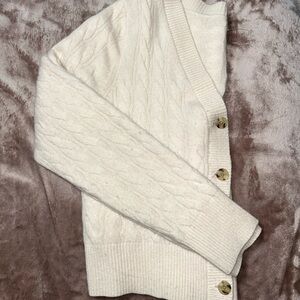 J.Crew Cashmere Shrunken Cable Knig V-neck Cardigan Sweater